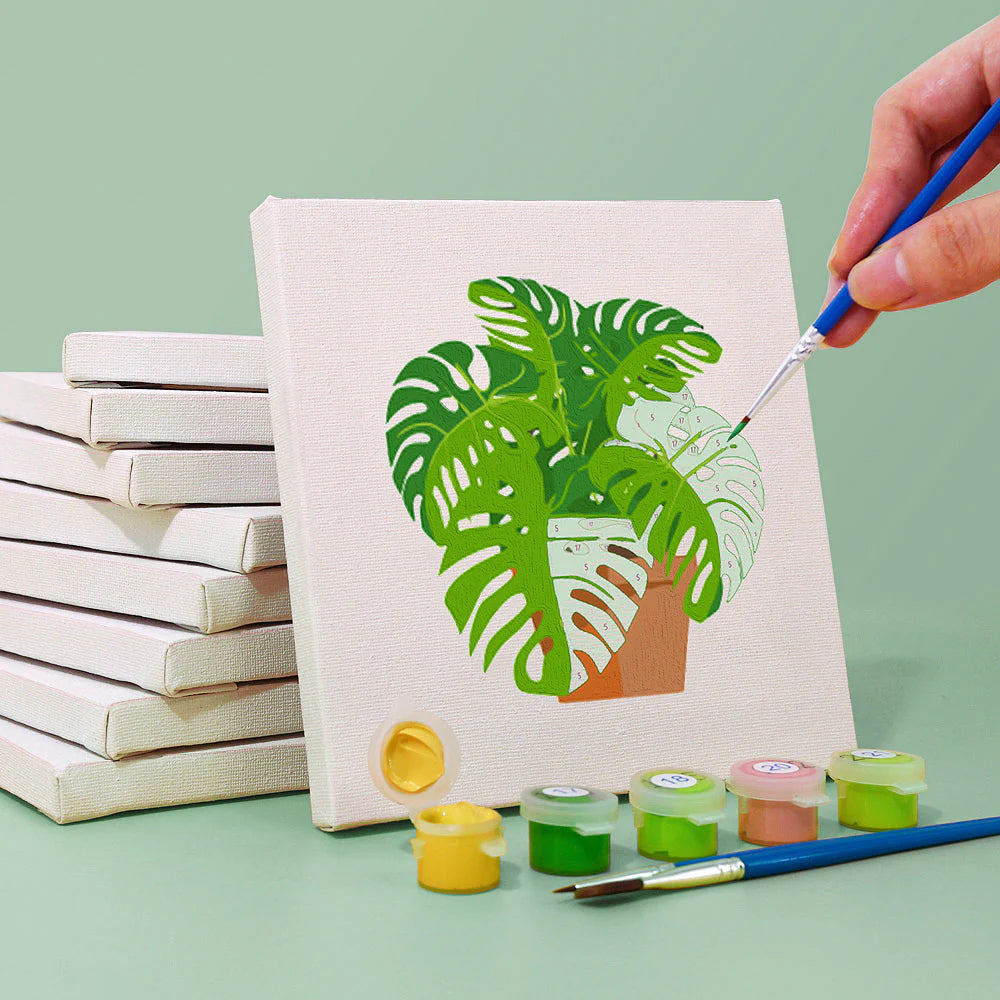 Kit de Peinture Numérotée - 9 mini peintures - coffret plantes d'intérieur