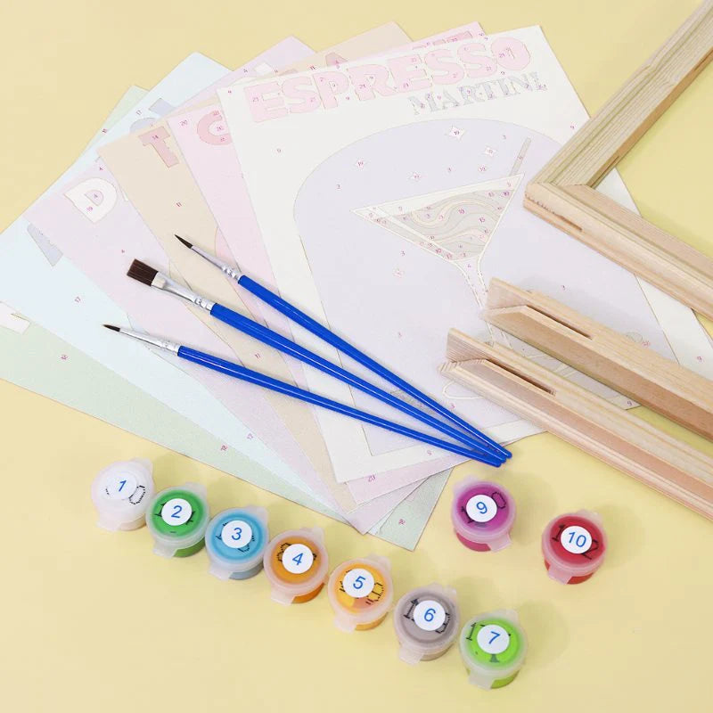 Kit de Peinture Numérotée - 6 mini peintures - coffret cocktails sip & paint