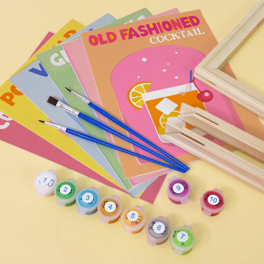 Kit de Peinture Numérotée - 6 mini peintures - coffret cocktails colorés