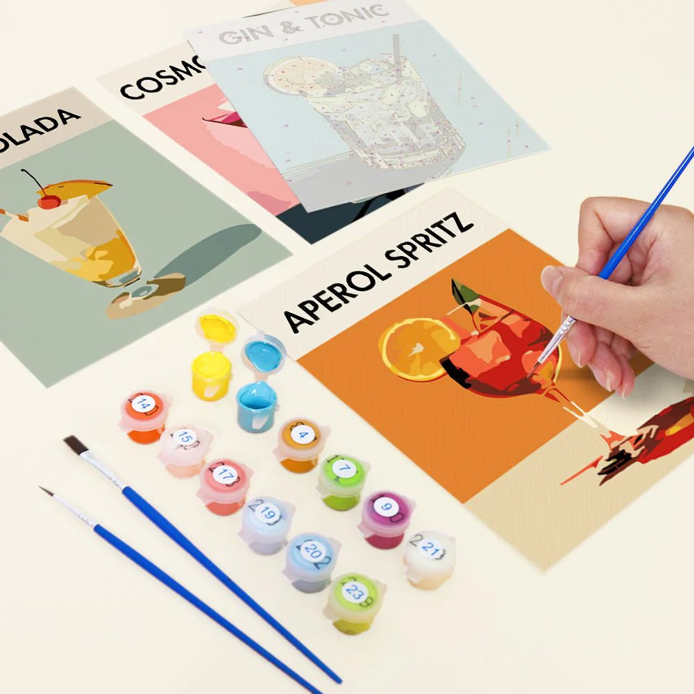 Kit de Peinture Numérotée - 6 mini peintures - coffret cocktails deluxe