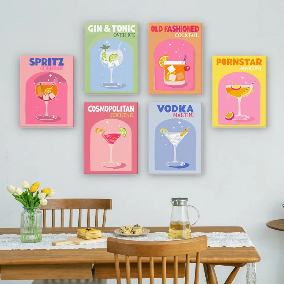 Kit de Peinture Numérotée - 6 mini peintures - coffret cocktails colorés