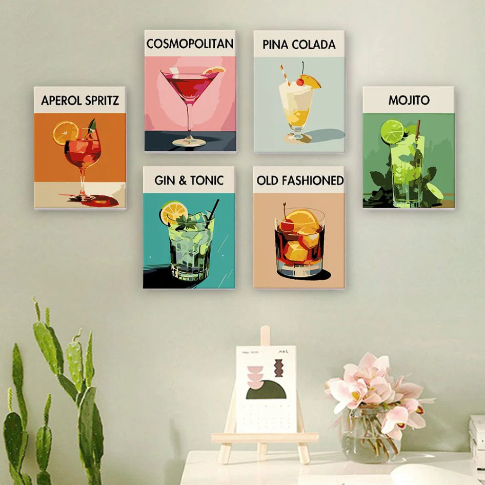 Kit de Peinture Numérotée - 6 mini peintures - coffret cocktails deluxe