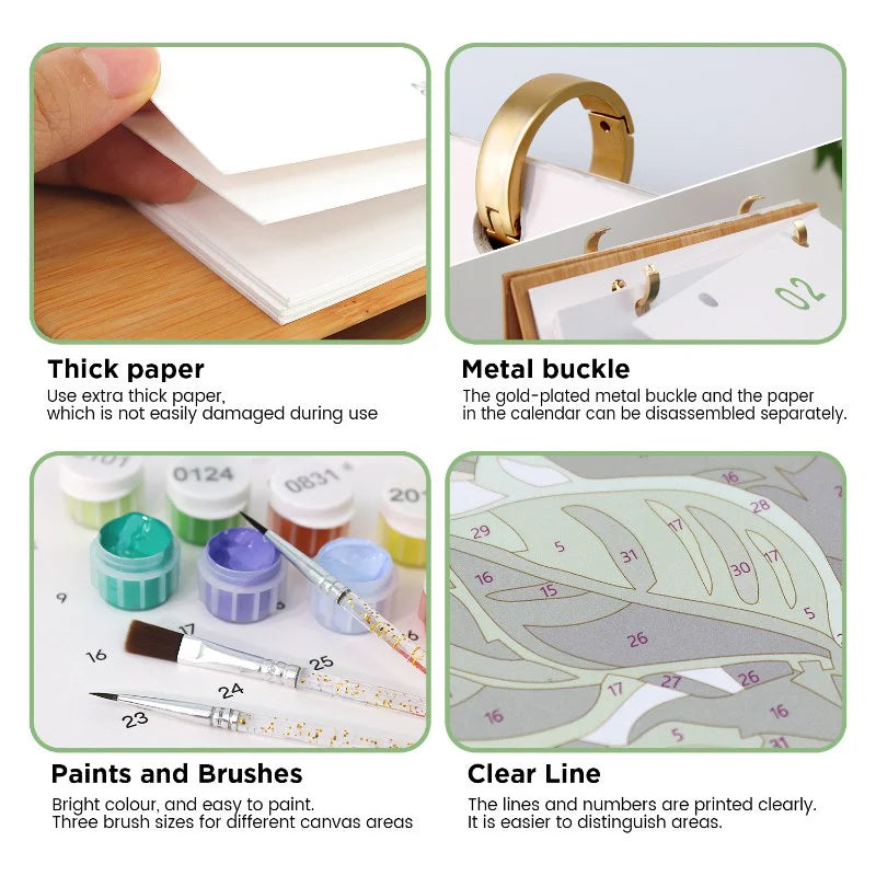 Kit de Peinture Numérotée - Calendrier de Bureau 2026 Peinture par Numéros | édition plantes