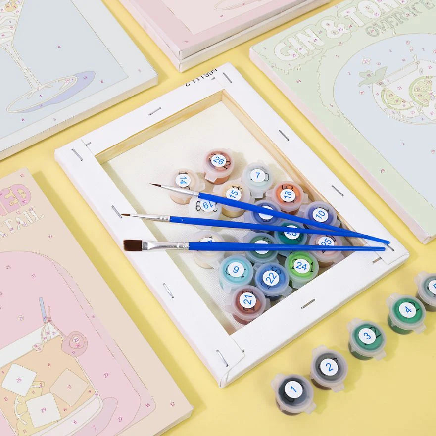 Kit de Peinture Numérotée - 6 mini peintures - coffret cocktails colorés