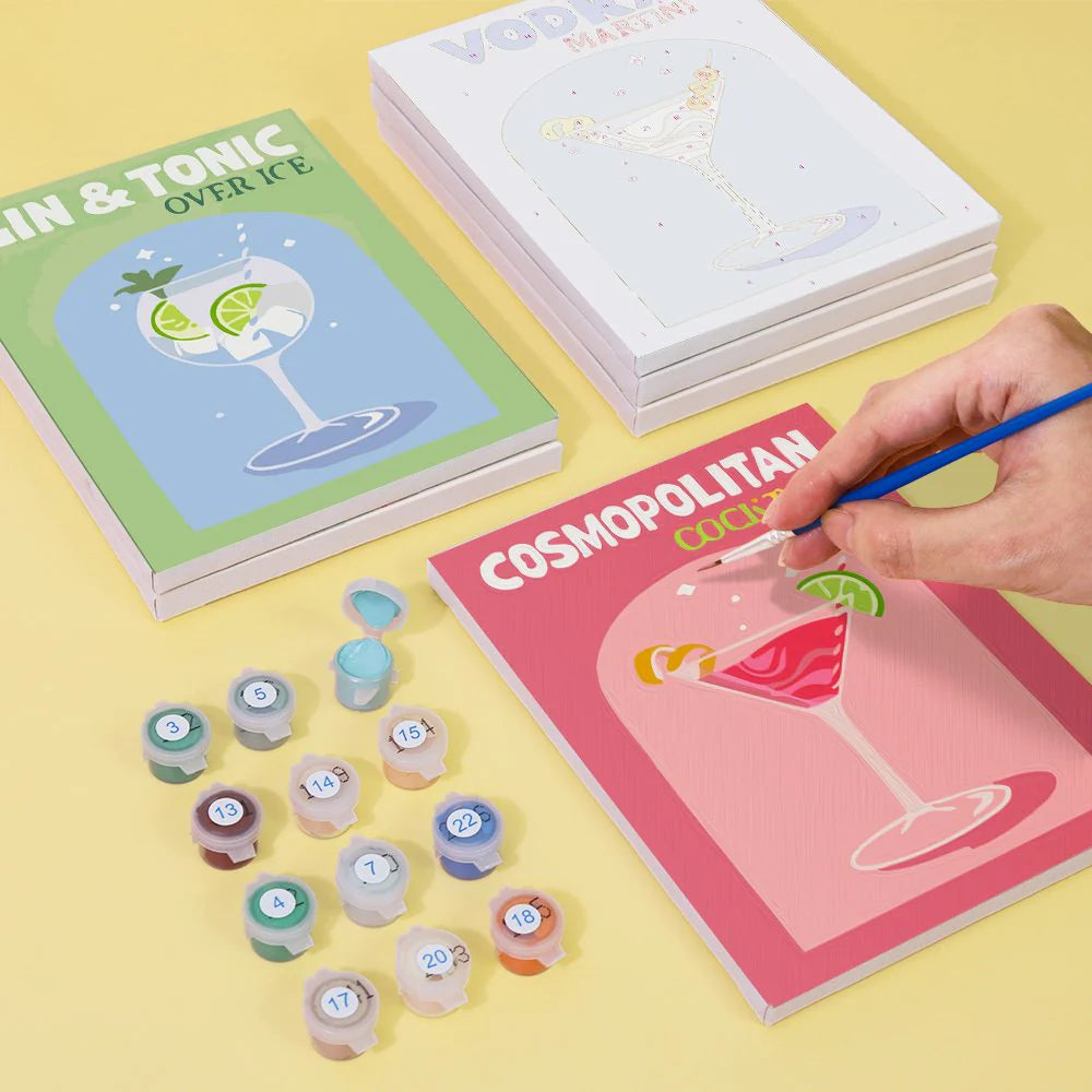 Kit de Peinture Numérotée - 6 mini peintures - coffret cocktails colorés