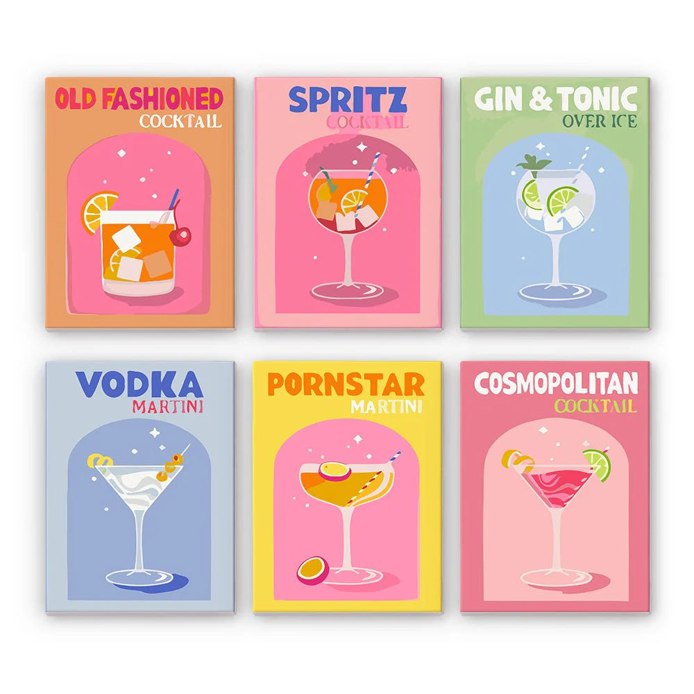 Kit de Peinture Numérotée - 6 mini peintures - coffret cocktails colorés