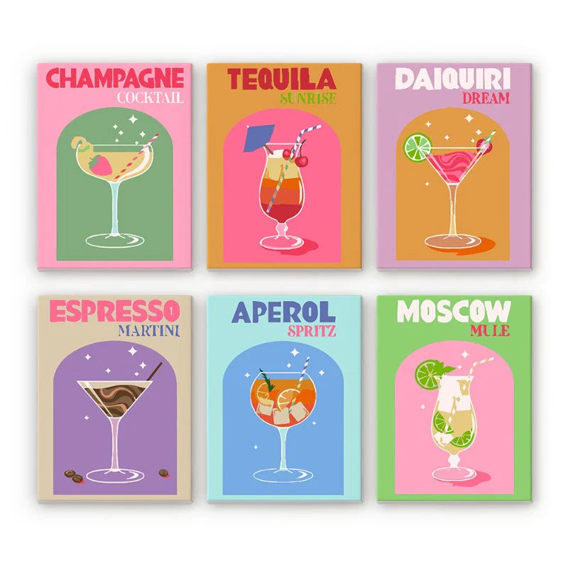 Kit de Peinture Numérotée - 6 mini peintures - coffret cocktails sip & paint