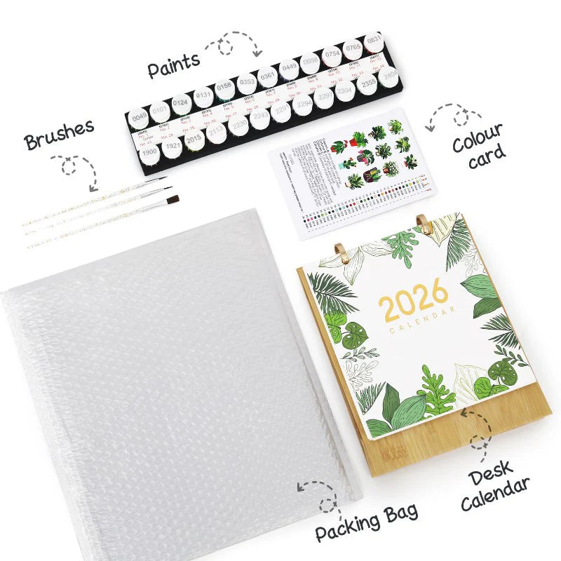 Kit de Peinture Numérotée - Calendrier de Bureau 2026 Peinture par Numéros | édition plantes