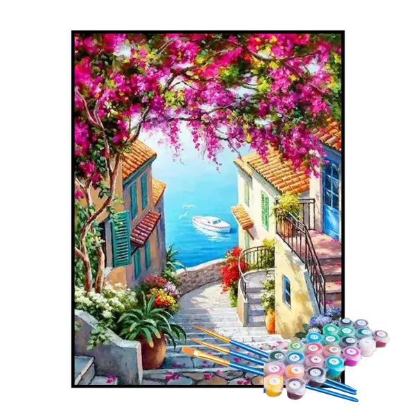Kit de pintura por números - Escaleras floridas