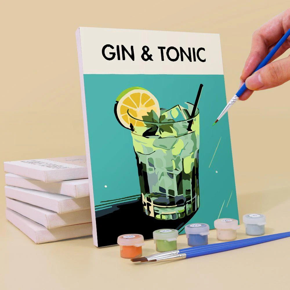 Kit de Peinture Numérotée - 6 mini peintures - coffret cocktails deluxe