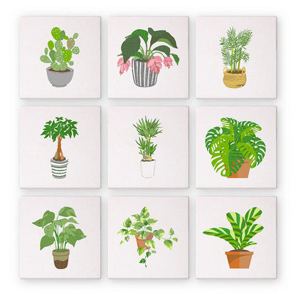 Kit de Peinture Numérotée - 9 mini peintures - coffret plantes d'intérieur
