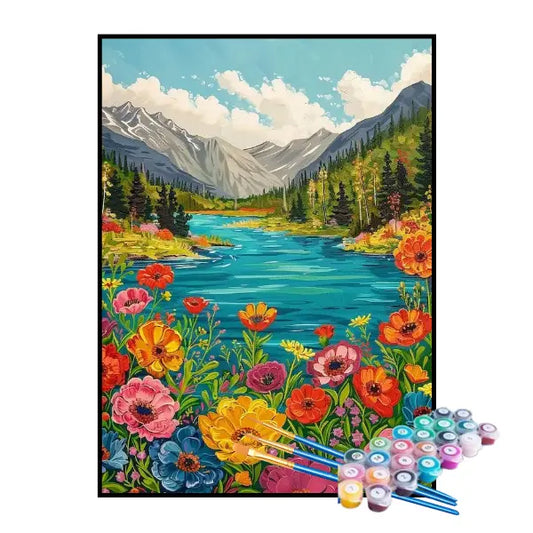 Kit de pintura por números - Flores junto al río