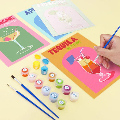 Kit de Peinture Numérotée - 6 mini peintures - coffret cocktails sip & paint