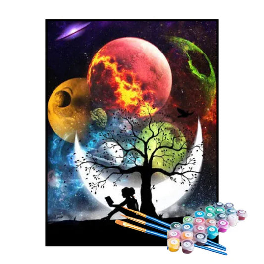 Kit de pintura por números: Planetas entrelazados