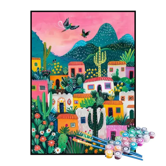 Kit de pintura por números - Jardín de cactus