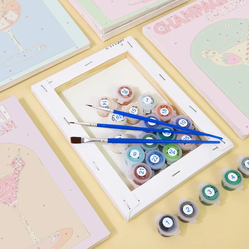 Kit de Peinture Numérotée - 6 mini peintures - coffret cocktails sip & paint