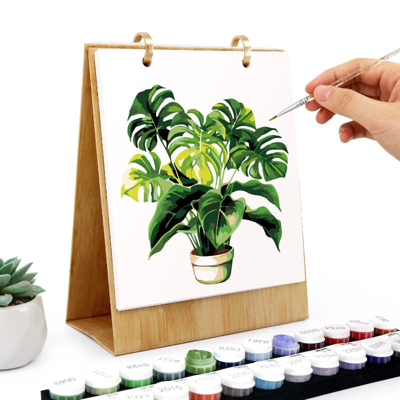 Kit de Peinture Numérotée - Calendrier de Bureau 2026 Peinture par Numéros | édition plantes