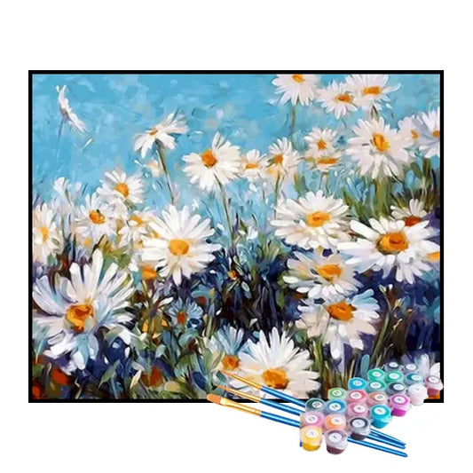 Kit de Peinture Numérotée - Marguerites dans le Jardin