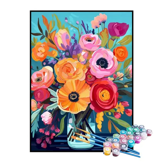 Kit de pintura por números: Ramo de flores de colores