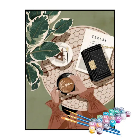 Kit de pintura por números: Mujer en el café