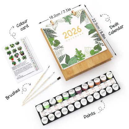 Kit de Peinture Numérotée - Calendrier de Bureau 2026 Peinture par Numéros | édition plantes