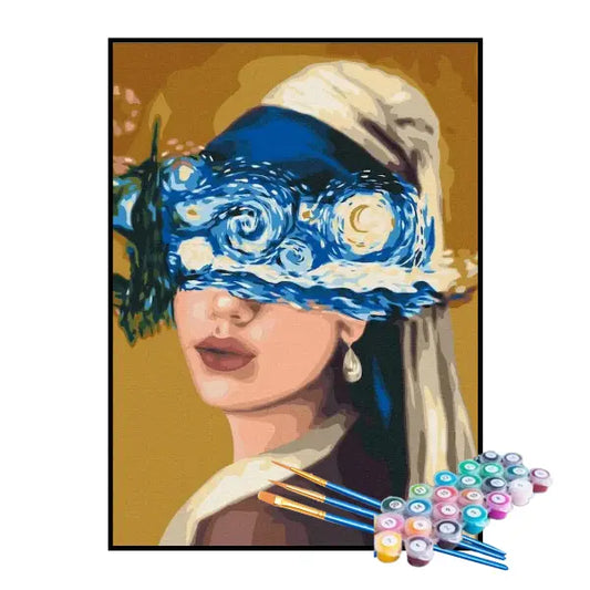 Kit de pintura por números: La noche estrellada en los ojos de la niña