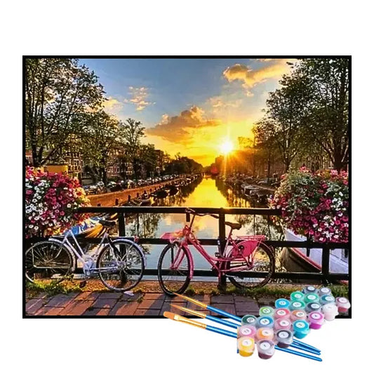 Kit de pintura por números: Atardecer en Ámsterdam