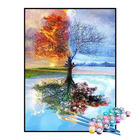 Kit de pintura por números - Árbol de las 4 estaciones