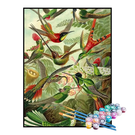 Kit de pintura por números - Colibríes de Ernst Haeckel