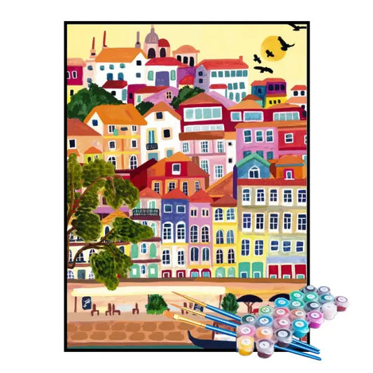 Kit de pintura por números: Edificios coloridos