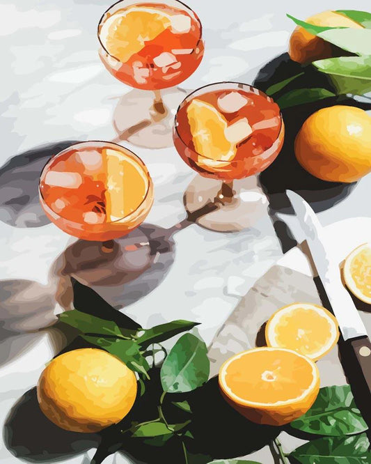 Kit de Peinture Numérotée - Boissons d'été à l'orange